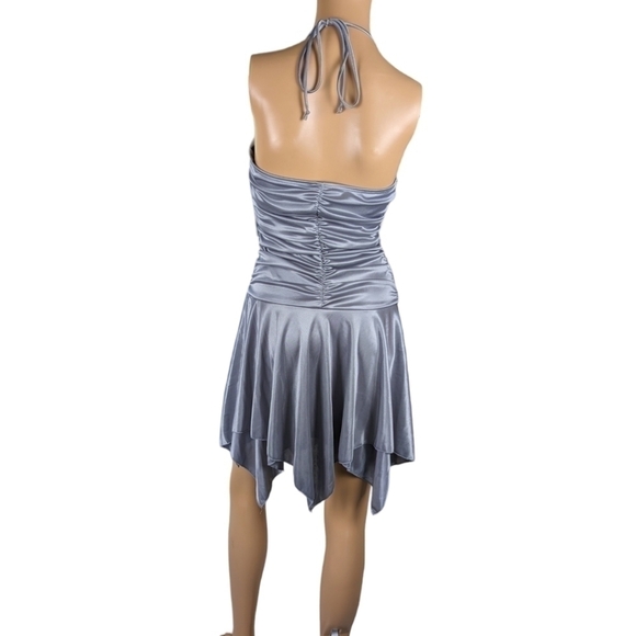 Love Tease Silver Sequin Beaded Halter Drop-Waist Cocktail Dress Size Medium - Picture 6 of 9